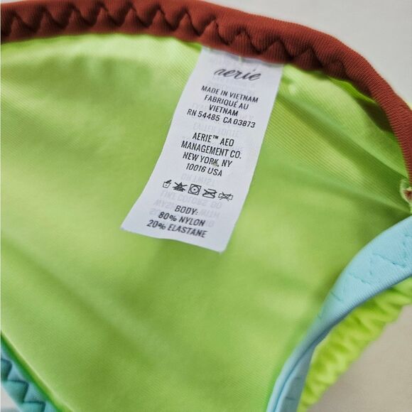 Aerie Vibrant Green Classic Triangle Padded String Bikini Cheeky Bottoms Set S - Picture 4 of 10